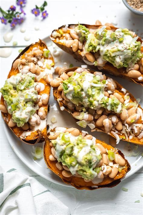Amazing 40 Minute Dinner Baked Stuffed Sweet Potatoes With White Bean