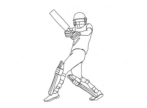 Premium Vector Cricket Player Single Line Art Drawing Continues Line