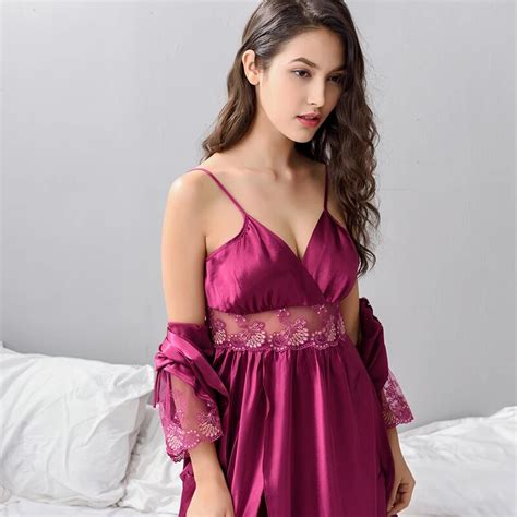 Women Sleep And Launge Wears Wholesale Xifenni Robe Sets Female Sexy Satin Silk Sleepwear Women V