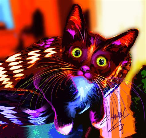 #pop cat meme #cat #cat memes #memes #popcat #funny cats #damemer #memer #da memer #cat pop #pog cat #mouth cat ­. pOpCat Maverick The Kitten Painting by DC Langer