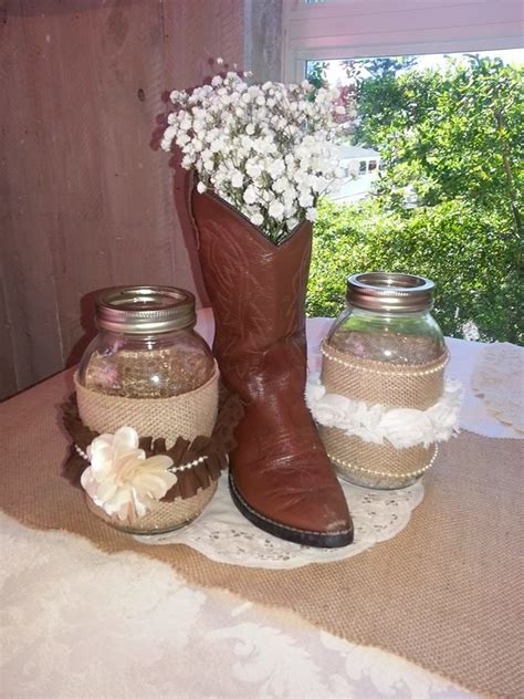 Cowboy Boot Makes A Cute Centerpiece Accompanied By A Couple Of Large