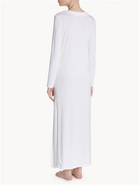 La Perla Nightgowns Nightgown In White Modal Stretch With Leavers