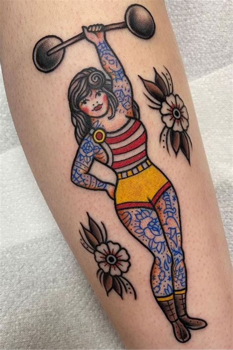 Traditional Strong Woman Tattoo Circus Tattoo Tattoos For Women Leg