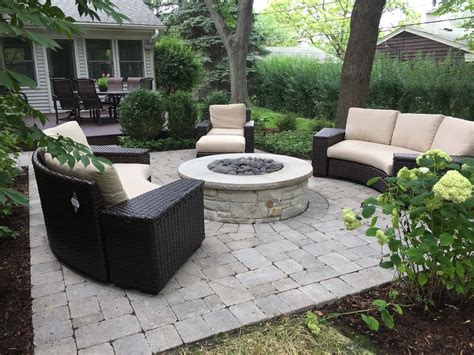 Composite Deck Paver Patio And Stone Fire Pit Northbrook Il