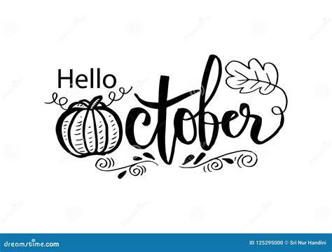 Hello October Greeting Card Stock Vector Illustration Of Celebration