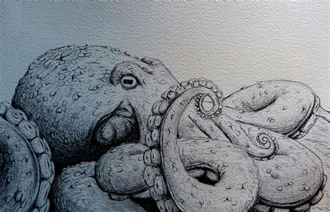 Transform your wall into a picturesque ocean with one of these drawings of the charming octopus. Octopus Drawing by Anthony Nold