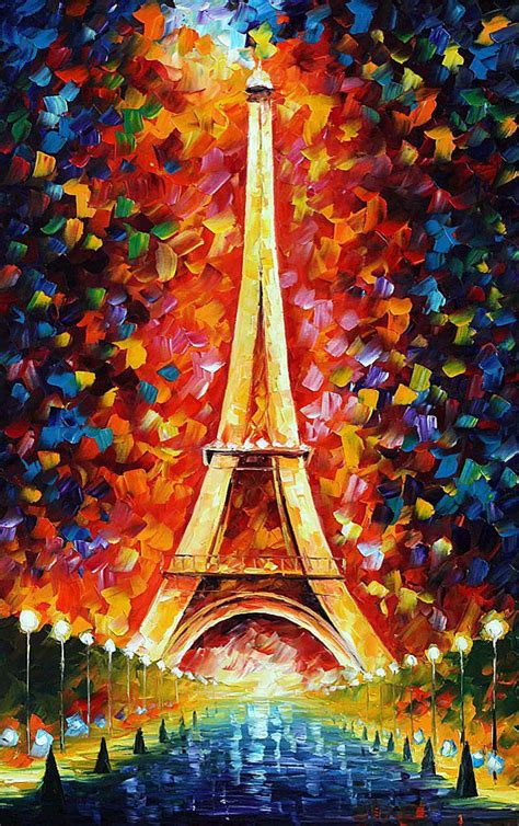 Paris Eiffel Tower Lighted 48x72 120cm X 180cm — Palette Knife Oil