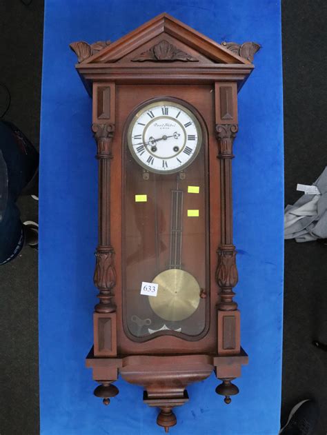 At Auction Large Ornate Vienna Regulator Wall Clock Walnut Cased