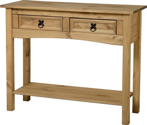 Corona 2 Drawer Console Hall Table Shelf Mexican Pine Solid Wood