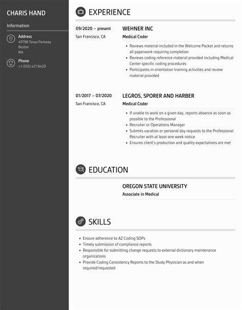 Medical Coder Resume Samples | Velvet Jobs
