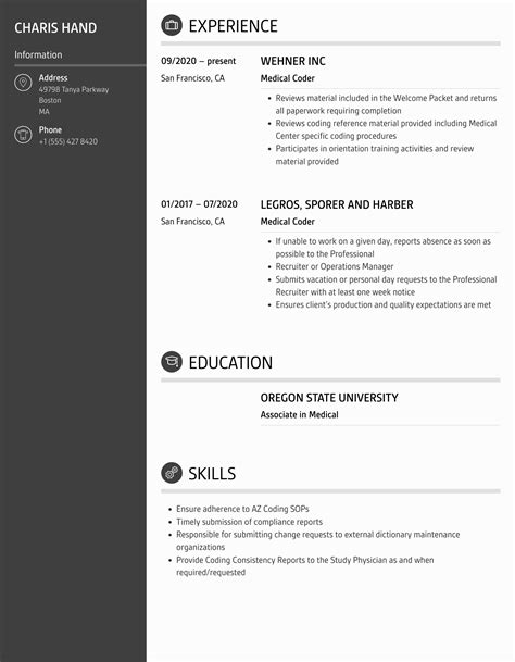 Medical Coder Resume Samples Velvet Jobs
