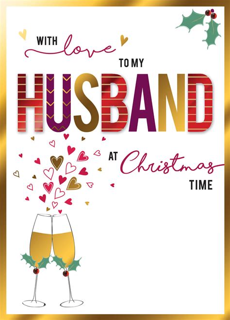 with love to my husband embellished christmas card cards