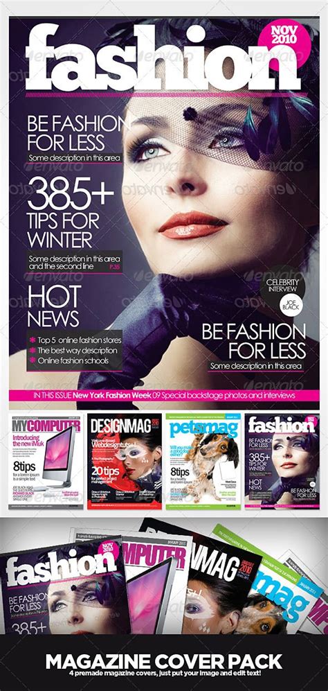 Magazine Cover Templates By Eamejia Amazing Set Of Covers For Magazines