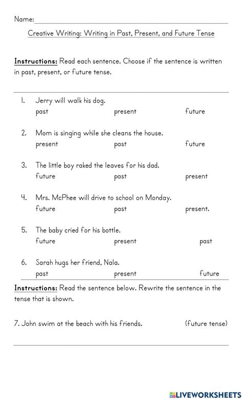 Writing In Past Present And Future Tense Worksheet