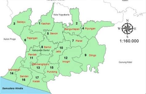 Locations Of Bantul Regency With 17 Sub Districts Download Scientific