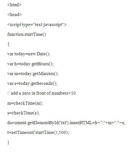 Java Script Example Creating A Clock With A Timing Event