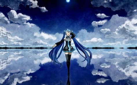 Wallpaper Anime Girls Sky Clouds Blue Vocaloid Hatsune Miku