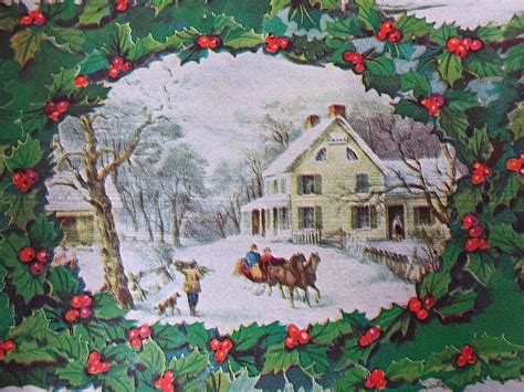 Vintage Currier And Ives Winter Scenes Farmhouse T Wrap Etsy