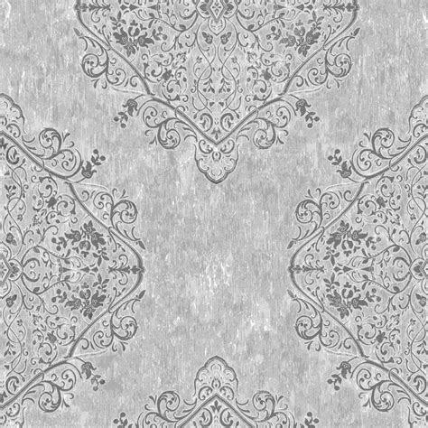 Marrakech Distressed Damask Grey Wallpaper Grey Wallpaper Black And