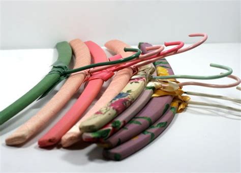 Set Of Eight Vintage Fabric Wrapped Clothes Hangers Boutique Hangers