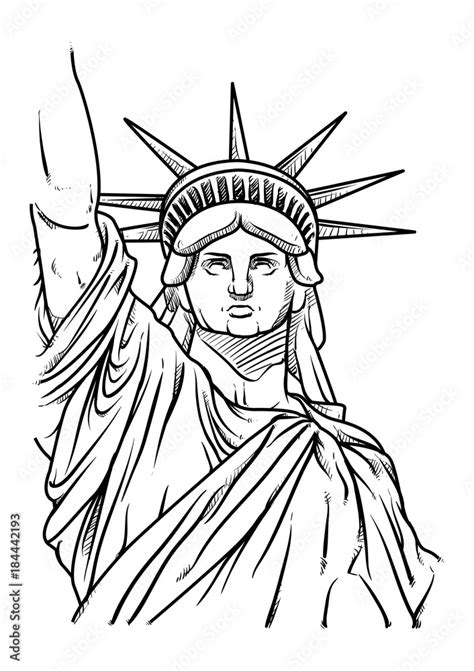 The Statue Of Liberty Hand Drawn Vector Illustration American