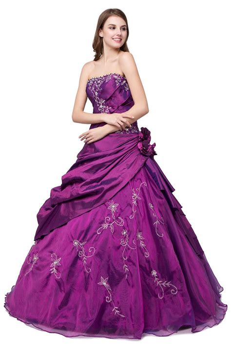 2017 New Cheap Purple Quinceanera Dresses For 15 Party Sweet 16 Formal Long Prom Party Gowns