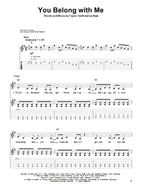 You Belong With Me By Taylor Swift Guitar Tab Play Along Guitar