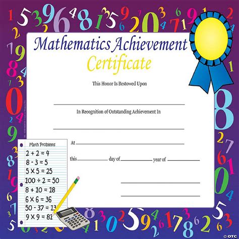 Creative Shapes Etc Recognition Certificates Mathematics