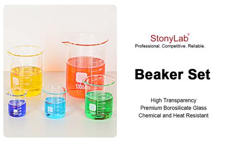 Stonylab Glass Beaker Set Borosilicate Glass Graduated Low Form