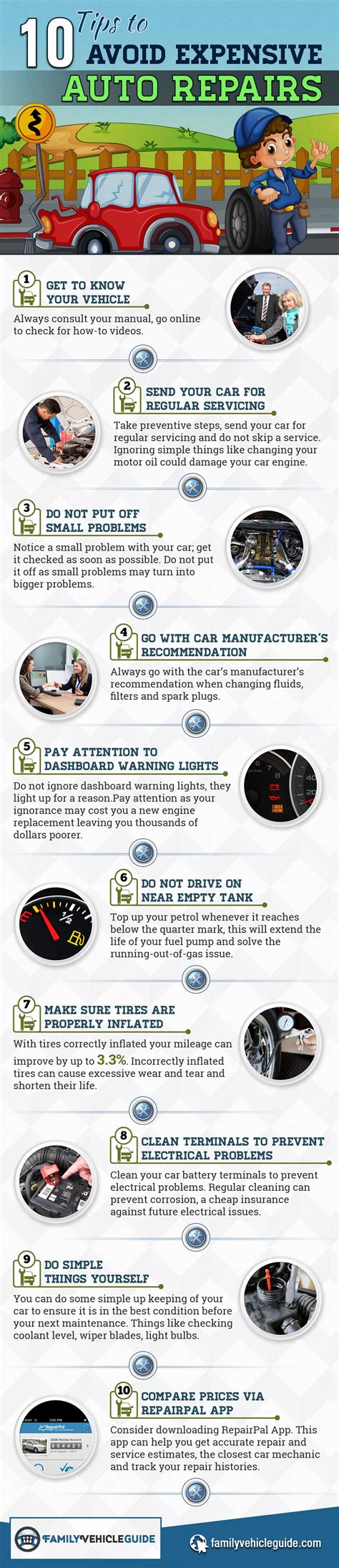 10 Tips To Avoid Expensive Auto Repairs Infographic Visualistan