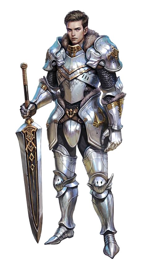 Male Human Fighter Knight In Plate Armor Pathfinder Pfrpg Dnd D D