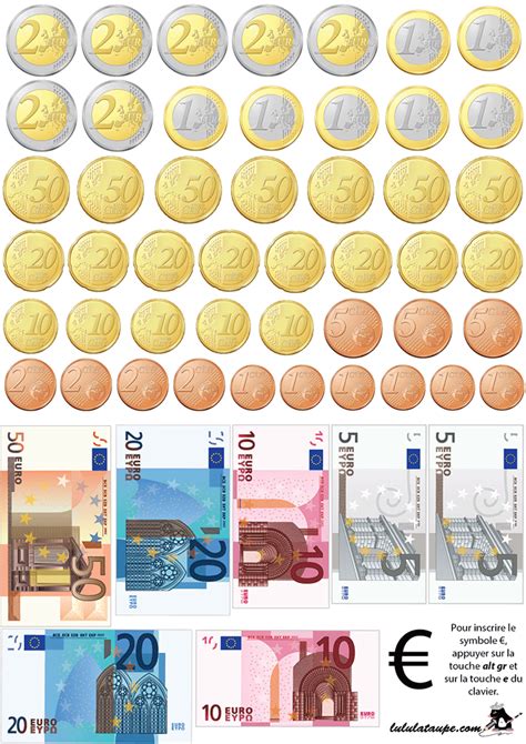 Billets Et Pièces En Euros à Imprimer Et à Découper Jeux A Imprimer