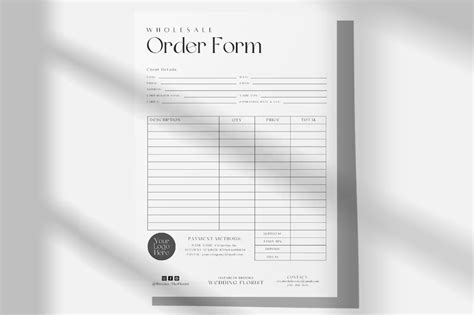 Wholesale Order Form Template Canva Order Forms Editable Etsy In