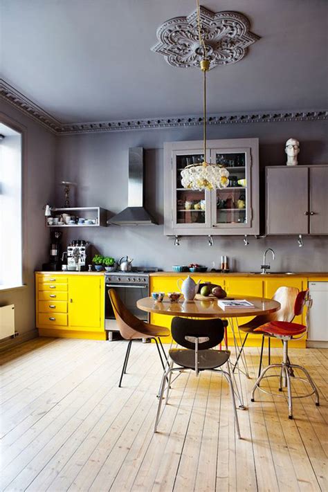 bold kitchen color ideas  yellow accents homemydesign