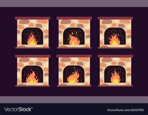 Fireplace Animation Home Retro Fireplaces With Vector Image