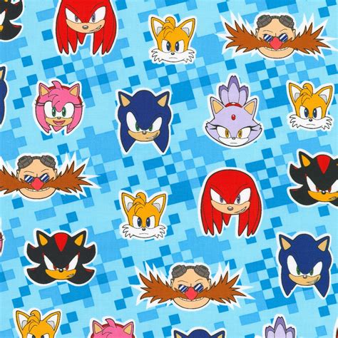 Sonic The Hedgehog Blue 100 Cotton Fabric Fat Quarter Craft Supplies