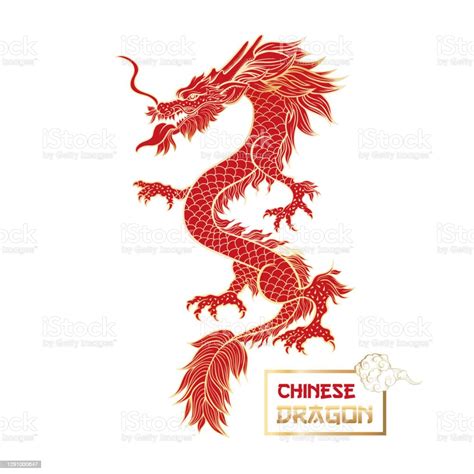 Chinesische Rote Drachen Vektor Illustration Stock Vektor Art Und Mehr