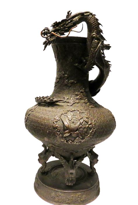 Antique Chinese Bronze Vase Dragon Modernism