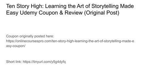 Ten Story High Learning The Art Of Storytelling Made Easy Udemy