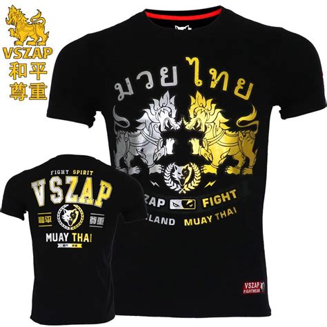 Vszap Fitness Short Sleeved Fight Wolf Muay Thai T Shirt Mma Kirin Peace And Respect For Muscle