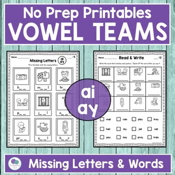 vowel teams worksheets by firstieland teachers pay teachers