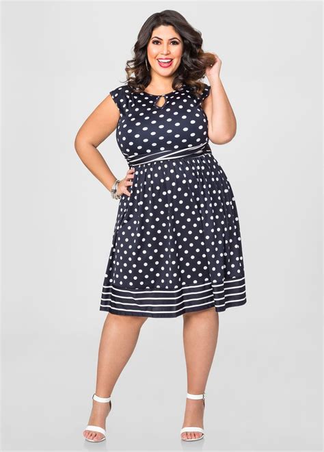 Polka Dot Stripe Dress Plus Size Dresses Ashley Stewart Plus Size