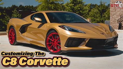 Customizing A C8 Corvette With Candy Red Powder Coated Wheels And Gold