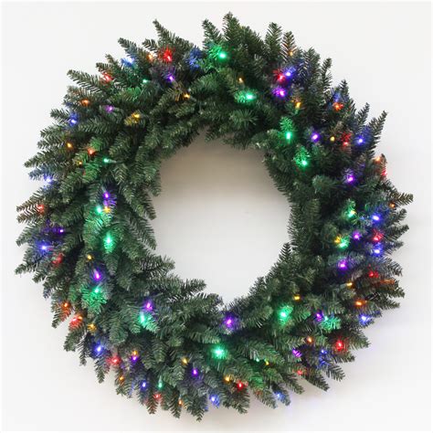 75867 Fraser Fir Artificial Christmas Wreath Multi Led Lights English
