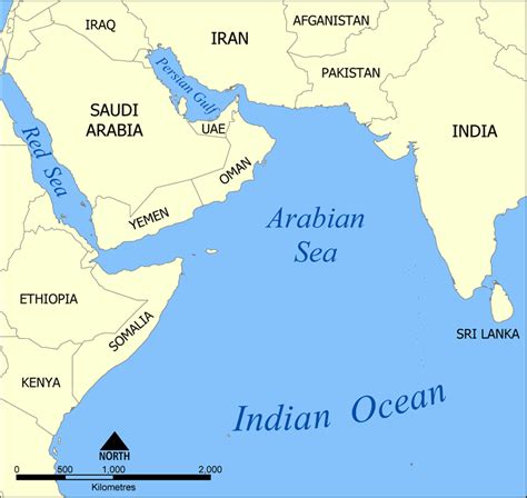 It merges with the gulf of oman to the northwest and the gulf of aden in the southwest, and spans a total area of 1,491,000 square miles. Arabian Sea