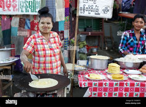 Street Food On The Streets Of Yangon Rangoon Myanmar Burma Stock