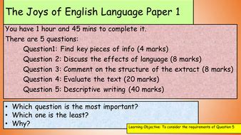 Links between literature and art. Paper 2 Question 5 English Language : Paper 2 AQA English ...