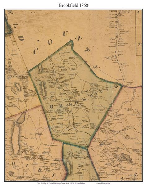 Brookfield Connecticut 1858 Old Town Map With Homeowner Names Etsy