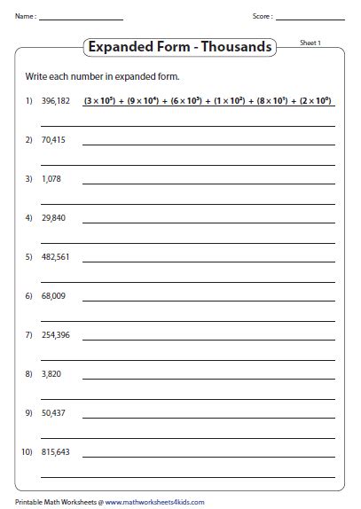 Expanded Form Worksheets Grade 3