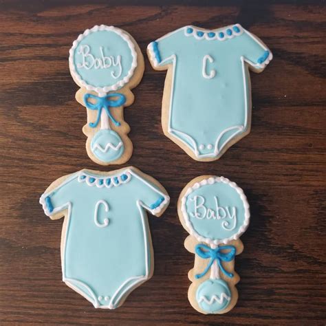 Monogrammed Onsies And Baby Blue Rattle Cookies Email Or Call Us Today
